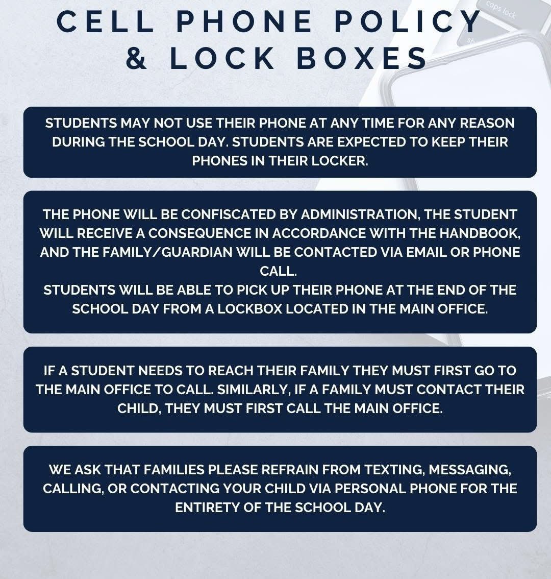 EDUwithEmily's tweet image. This is the cell phone policy being adopted by some of the local schools in my area. Thoughts? 

The feedback online has been mostly positive, but some parents are already complaining.