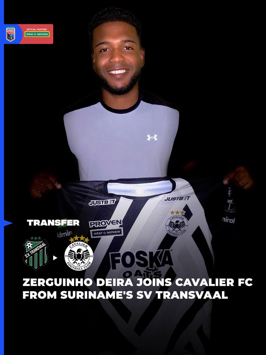 🇸🇷 NEW SIGNING ✍🏾 

Surinamese talent Zerguinho Deira joins Defending Champions Cavalier FC ⚫️⚪

A strong addition bringing international flair and defensive stability to the squad. 🤌🏾⚽

#JPL #TransferNews #CavalierFC #SurinameFootball #NewChapter