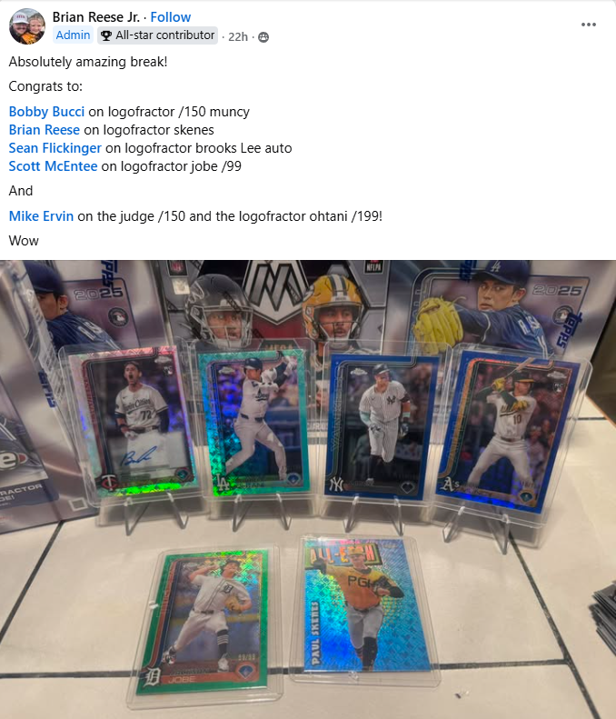 LevelUpBreaks's tweet photo. Some VERY NICE HITS in our Baseball break last night!

Come join us and get a $5 credit when you join!

https://t.co/XL0LZClmhK https://t.co/PLIEbidW91