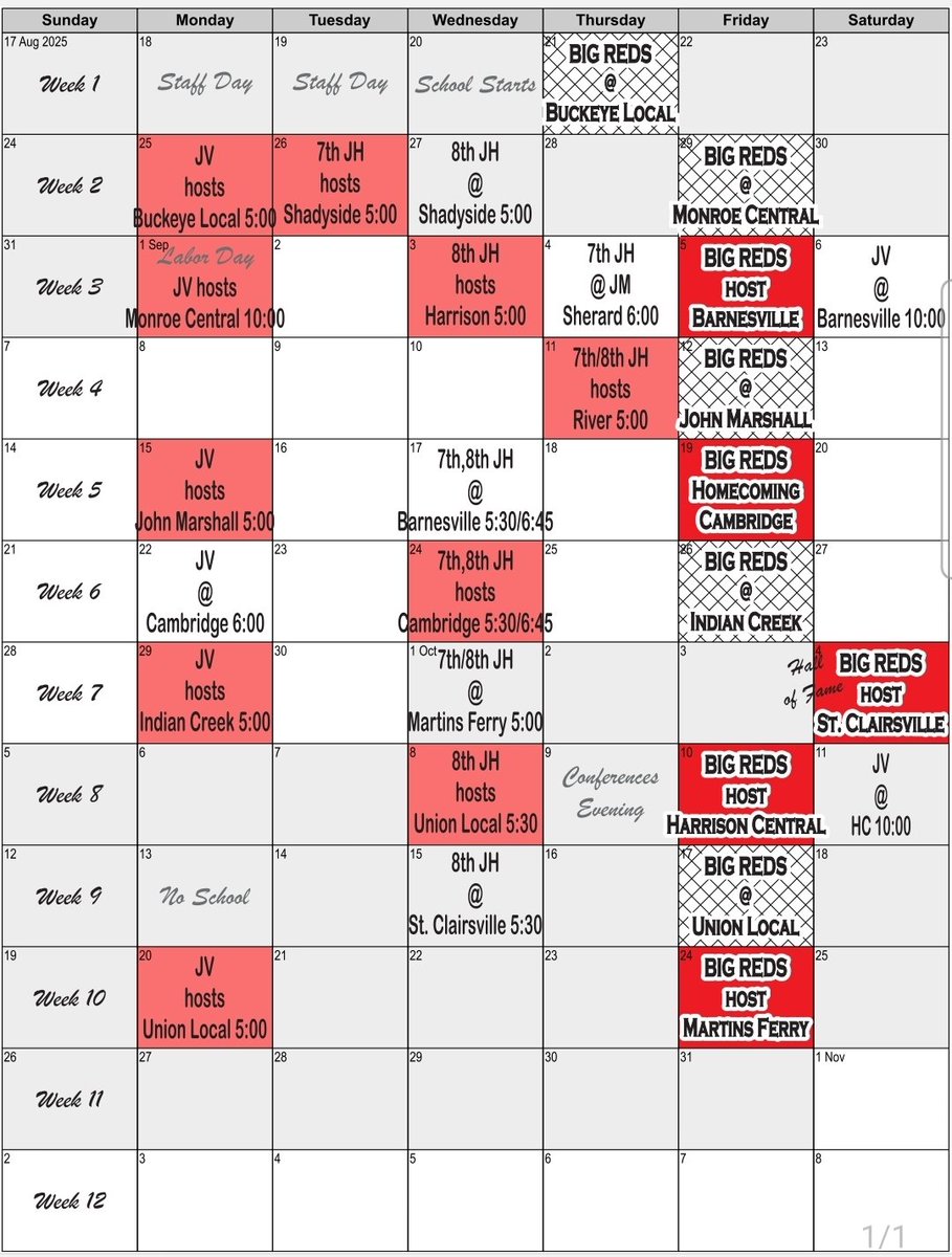 🟥 Home 
⬜️ Away 
🏈