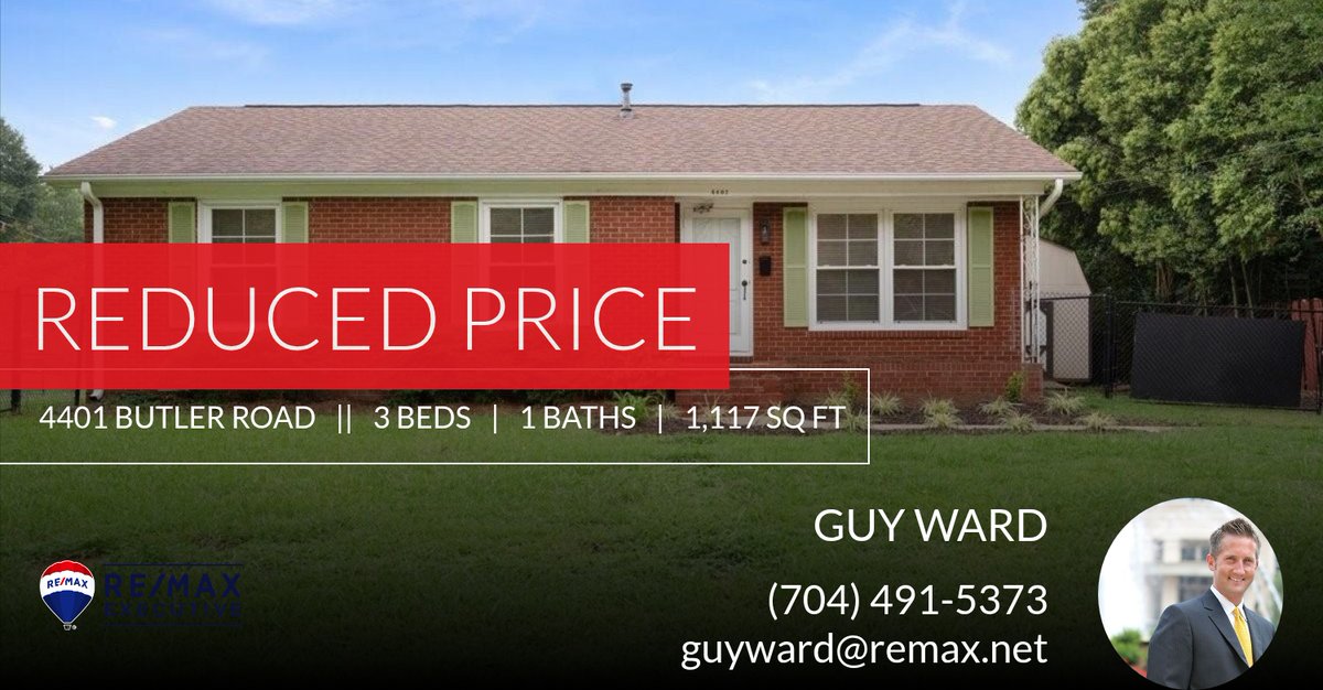 GuyWard's tweet photo. 📍 Reduced Price 📍 This recently reduced home at 4401 Butler Road in Charlotte won't last long, so, don't wait to set up a showing! Reach out here or at (704) 491-5373 for more information!

Guy Ward https://t.co/UfXfizi1nl https://t.co/94mAIvPWPW