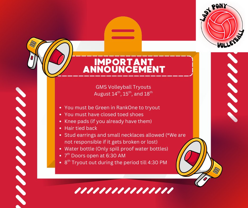 GMS Volleyball tryout information <a href="/GrapevineMiddle/">Grapevine Middle</a> <a href="/GCISD_Athletics/">GCISD Athletics Dept.</a>