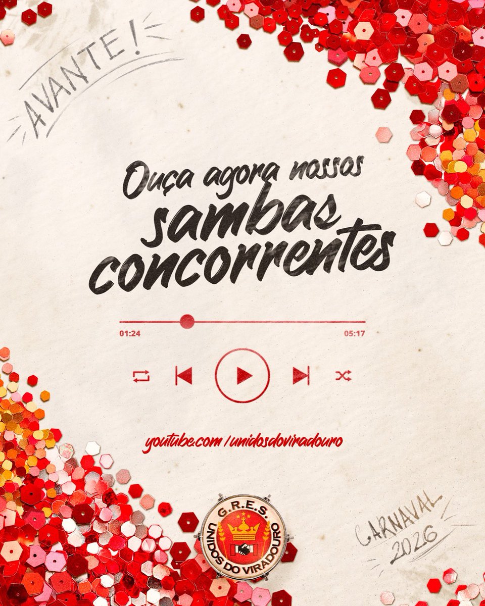 Solta o play! ▶️🎶

Os sambas concorrentes para o Carnaval 2026 estão em nosso canal no YouTube. Para ouvir a playlist completa, basta clicar no link que está em nossa bio. 

Ouça todas as obras e torça pela sua favorita! A disputa só está começando! 🇦🇹