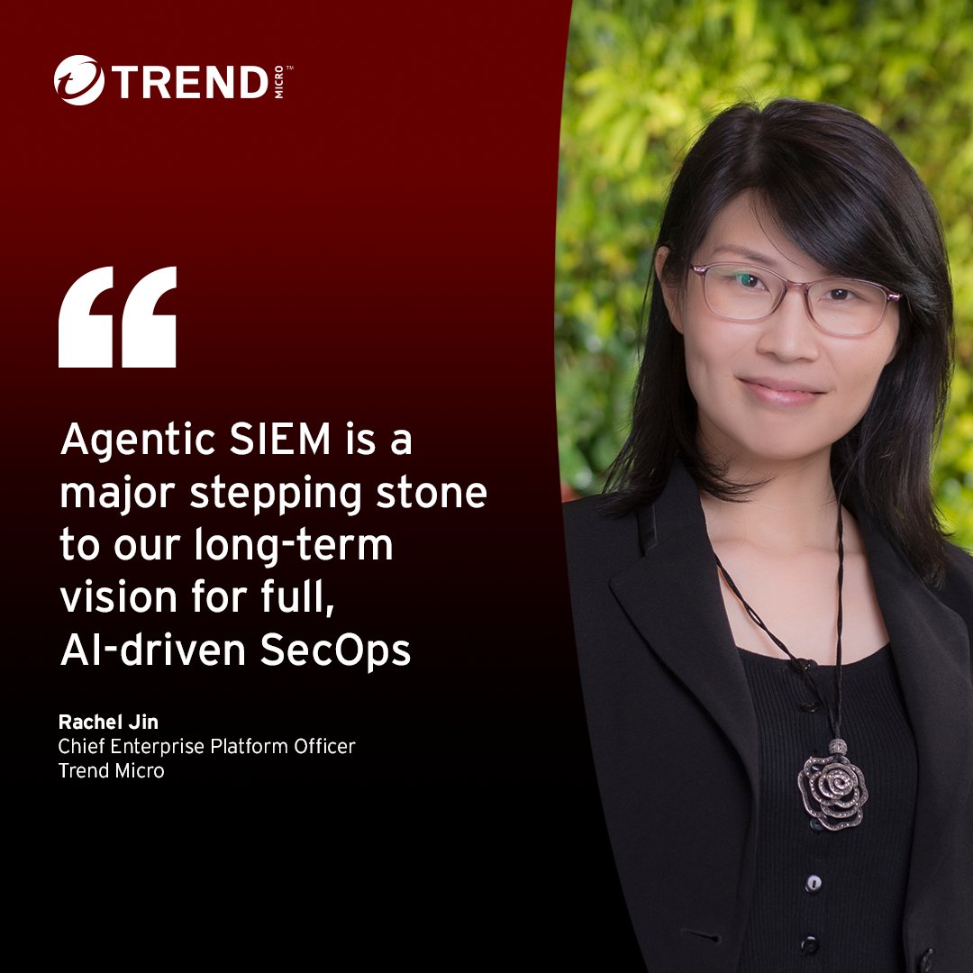 Vishal Mahaldar (@vishalmahaldar) on Twitter photo Big news! <a href="/TrendMicro/">Trend Micro</a> has launched Agentic SIEM, an AI-driven solution that transforms security operations. When combined with Digital Twin capabilities it will help to transform security operations by proactively mitigating security risks.
Learn more: bit.ly/3UXer9X Big news! <a href="/TrendMicro/">Trend Micro</a> has launched Agentic SIEM, an AI-driven solution that transforms security operations. When combined with Digital Twin capabilities it will help to transform security operations by proactively mitigating security risks.
Learn more: bit.ly/3UXer9X