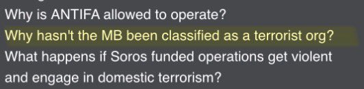 Secretary of State Rubio announces that the United States is in the process of designating the Muslim Brotherhood as a terrorist organization. 

Drop 14 asks “Why hasn’t the MB been classified as a terrorist organization?”. 

Not a coincidence that this is happening now as the