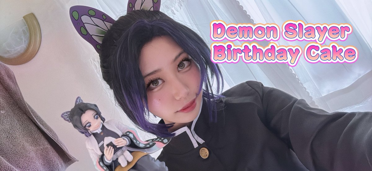 🦋⚔️ 鬼滅の刃　誕生日ケーキ🎂
今日は7月＆8月生まれのみんなのために鬼滅の刃ケーキを作ります！胡蝶しのぶのコスプレ✨

🦋⚔️ Demon Slayer cake day! 🎂
Today I’m making a Demon Slayer cake for everyone born in July &amp; August! I’ll be wearing Kocho Shinobu cosplay  ✨

🦋⚔️