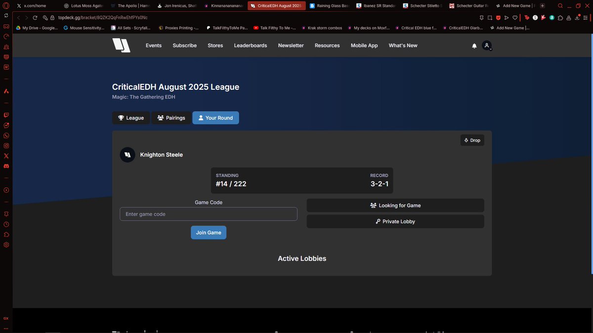 ANTI ✘ Lunatik (@ilunatiklunatik) on Twitter photo RAHHHHH. I feel like I'm playing much much better recently. On a 3 game win streak against some really good players all 3 games. Went from #155 -> #14 in 3 games. These games are so worth being in the <a href="/CriticalEDH/">CriticalEDH</a> League. RAHHHHH. I feel like I'm playing much much better recently. On a 3 game win streak against some really good players all 3 games. Went from #155 -> #14 in 3 games. These games are so worth being in the <a href="/CriticalEDH/">CriticalEDH</a> League.