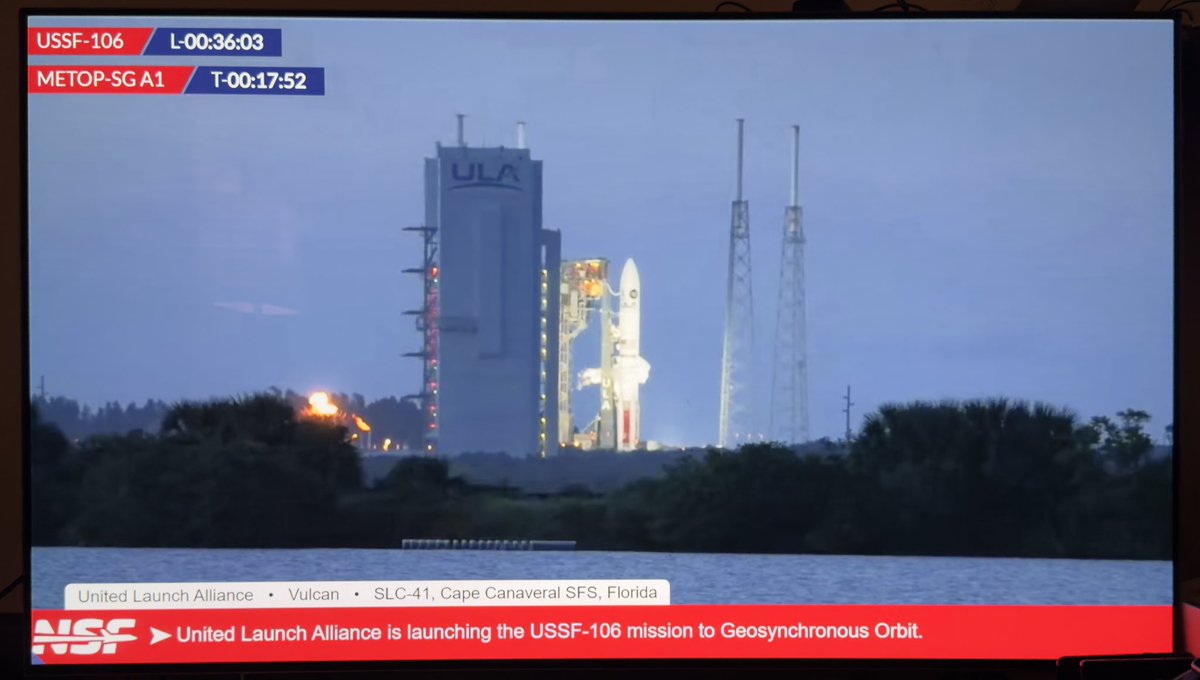 NewerAstro's tweet photo. Good to see back @Ariane6 @Arianespace @ArianeGroup  launching from @EuropeSpacePort with #metopsga1 and then followed by a @ulalaunch for the @SpaceForceDoD #USSF106 #GoAriane6 #GoVulcan https://t.co/OBF9ni94ey