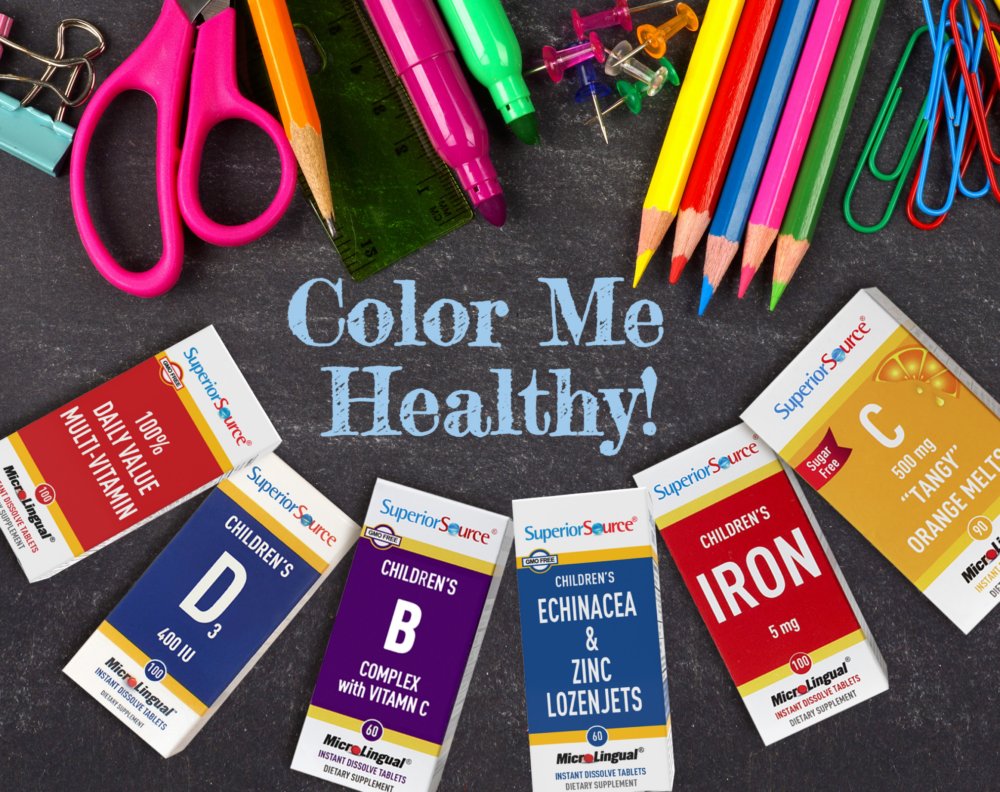 pamelamaynard's tweet photo. Back to School – Color Me Healthy! Enter our #giveaway for a chance to #win $75 in Superior Source Vitamins — Zinc, Children’s D3, Children’s B-Complex, Children’s Iron, Vitamin C and Multi-Vitamin. #nopills2swallow. #Microlingual, #InstantDissolveTablets Available at Amazon #SuperiorSourceVitamins #brandpartner https://t.co/aZX2UcZrpY