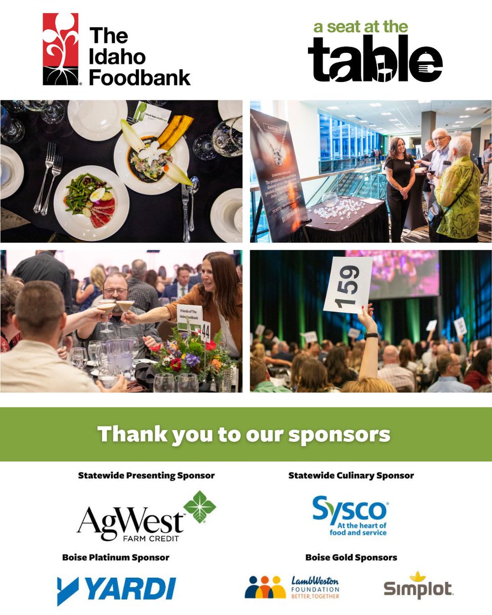 IdahoFoodbank's tweet image. Join us for Idaho’s most delicious night of the year—where every bite helps build a stronger Idaho.
🔗 Pull up a chair—there’s a place for everyone at our table: bit.ly/4fzJjqF
#ASeatAtTheTable #EndHungerID #CommunityStrong #IdahoEvents #FoodWithPurpose