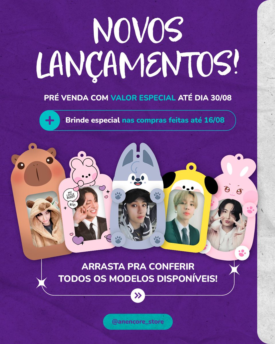 AnEncore_Store's tweet image. E chegaram os holders mais fofos desse site! Feitos de acrílico são perfeitos pra carregar seus bias! E pra quem é Atiny, Stay e Army já estão com artes garantidas!

Agora se o seu grupo ainda não está na ceg, temos um super fofo de capivara!

🔗anencorestore.com.br/search/?q=Hold…