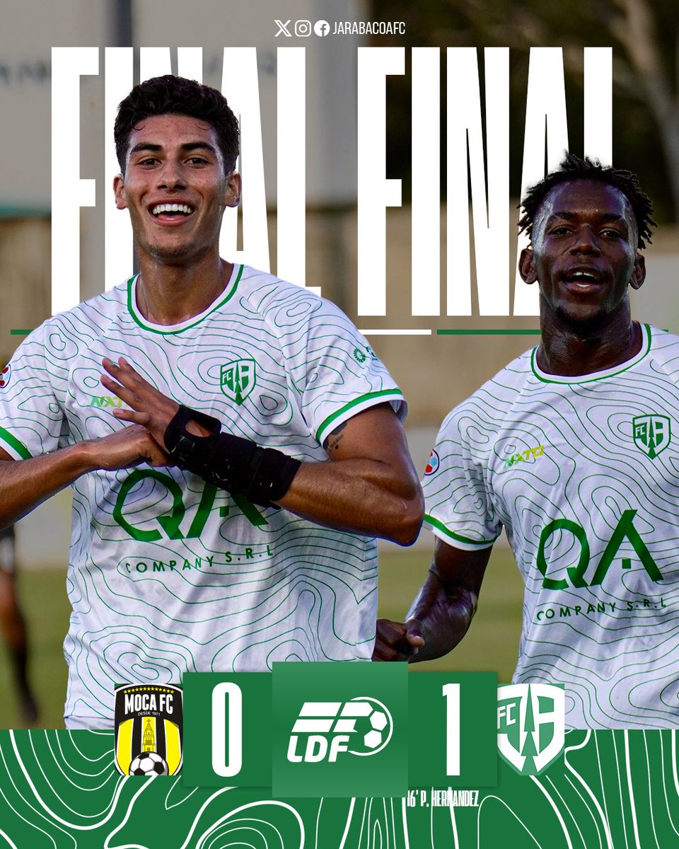JarabacoaFC's tweet photo. ¡FINAAAAAALLLLL EN MOCAAA😤💚! Nos llevamos los +3 puntos a casa ✅🥳 ¡VAMOS FURIAAAA! 😤😤😤

#LDF2025 #SomosFuria #LateDistinto https://t.co/pIJiMOm9VJ