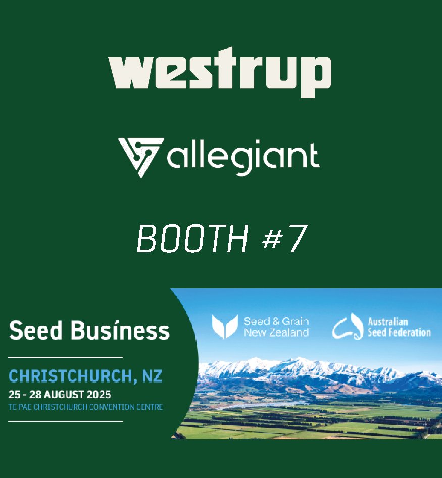WestrupApS's tweet photo. From August 25–28 Jim Hole is in New Zealand for the Seed Business trade show hosted by Seed &amp; Grain New Zealand and the Australian Seed Federation.

Come by booth #7 and say hello

#Westrup #Norogard  #SeedAndGrainNZ #AustralianSeedFederation #SeedBusiness2025 #EquippedForChange https://t.co/bjrpMTWP03
