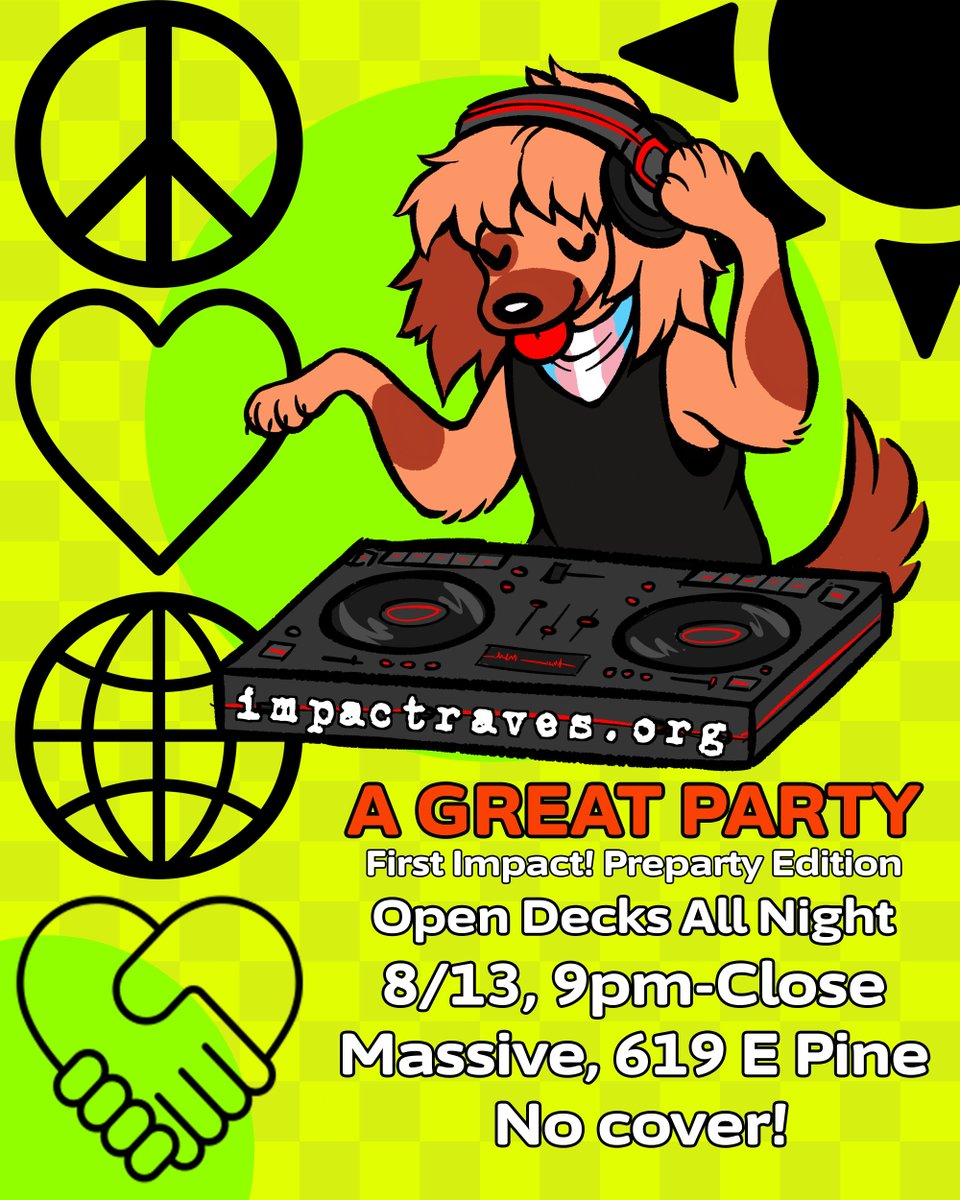 Impact! Foundation (@impactseattle) on Twitter photo 🔥  First Impact Pre-Party: Open decks!! Tomorrow @ A GREAT PARTY (AGP) 🔥 
Join us for our weekly midweek Impact party! Bring your USB and show off your sick skills or trainwreck safely in front of all your friends! ::::3
📆 Every Wednesday, 9pm -> Close
📍 Massive, 619 E Pine 🔥  First Impact Pre-Party: Open decks!! Tomorrow @ A GREAT PARTY (AGP) 🔥 
Join us for our weekly midweek Impact party! Bring your USB and show off your sick skills or trainwreck safely in front of all your friends! ::::3
📆 Every Wednesday, 9pm -> Close
📍 Massive, 619 E Pine