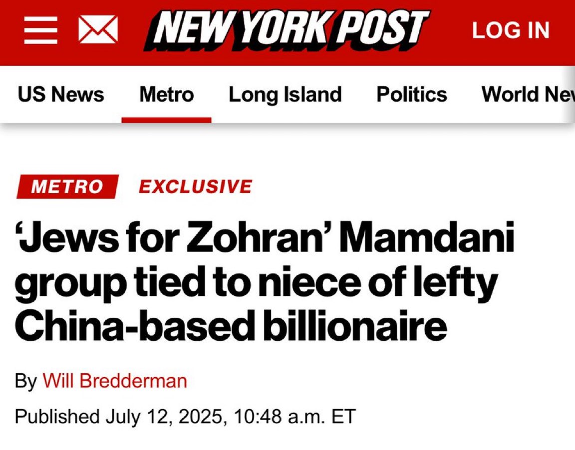 The niece of the China-based billionaire reportedly funding left-wing protest groups in the U.S. led the “Jews for Zohran” Mamdani campaign.

This is a foreign psyop happening in plain sight—and we’re all just supposed to pretend it’s normal.