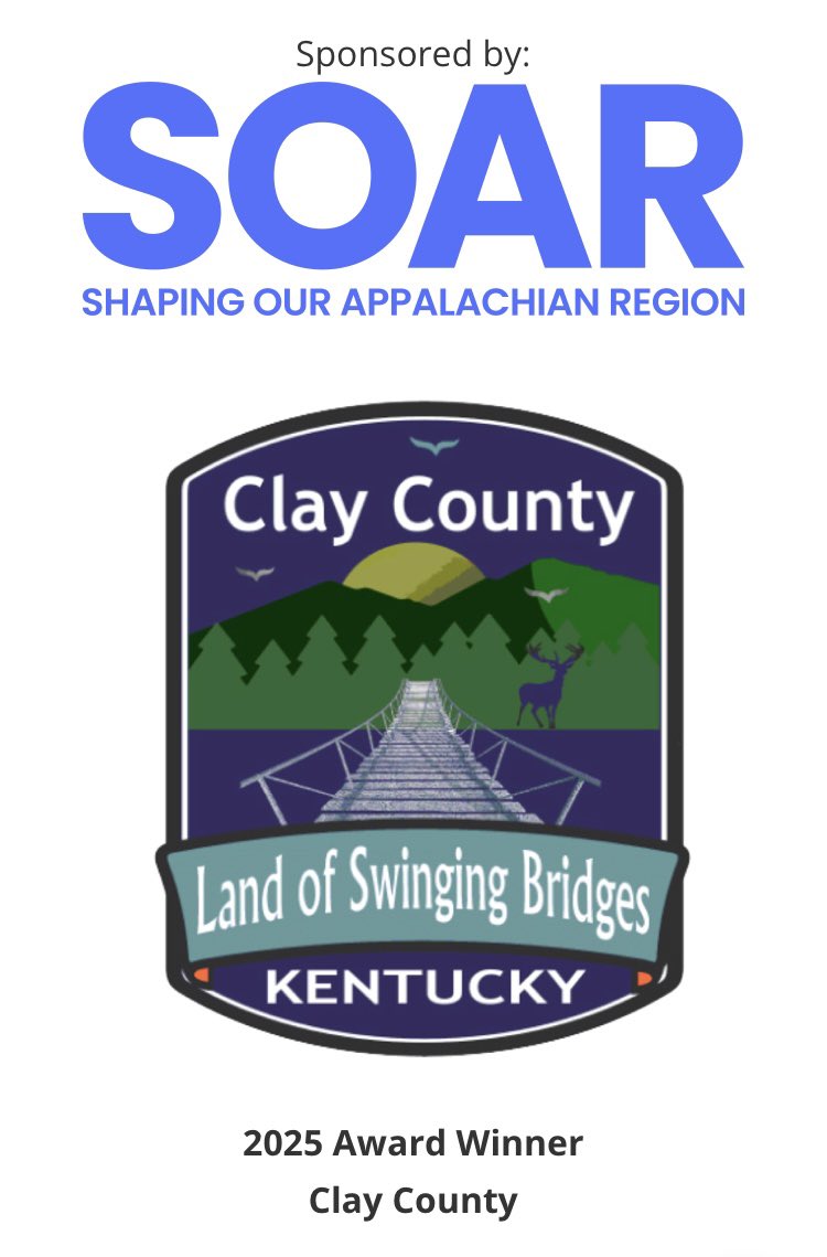 1ClayCounty's tweet photo. 🌟 Clay County named 2025 SOAR Inspire Award – Community of the Year! 🌟
Honored for bold progress, visionary leadership &amp; rural revitalization—proving grit &amp; innovation can spark lasting change. 💪 #ClayCountyKY #SOARSummit #InspireAward @SOAR_EKY @WYMT https://t.co/5OfQ8cYp5I