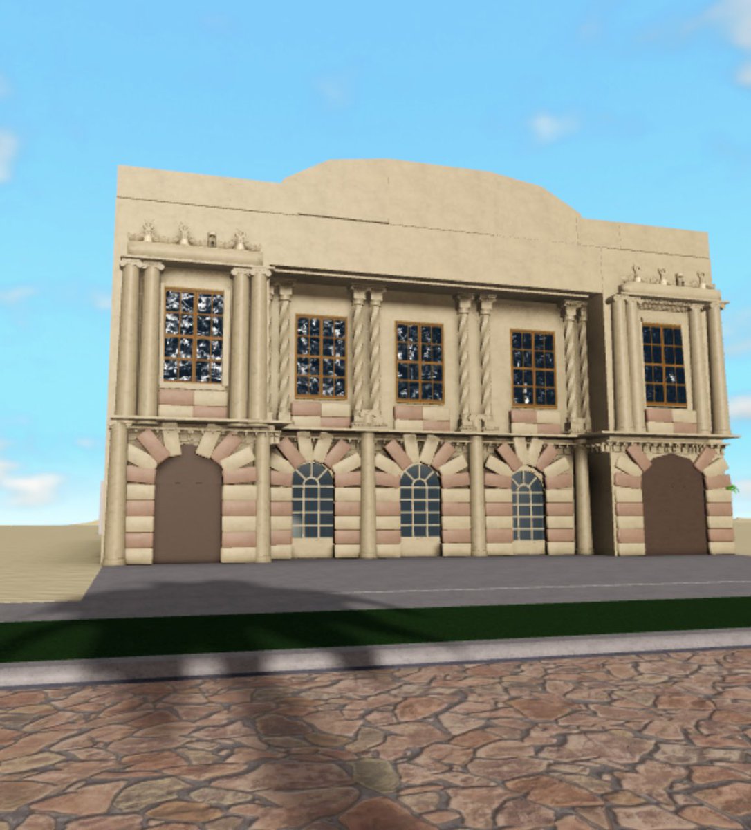 Welcome robloxians! Were having a HUGE renovation on our theatre! This is the outside unfinished, i cant wait to welcome you all in and being you on an amazing journey into the world of theatre!