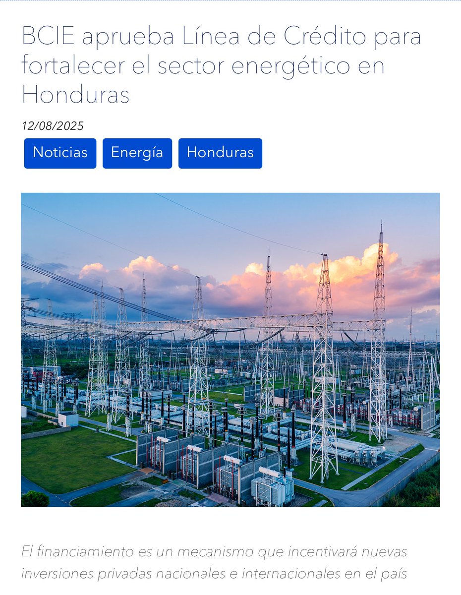 carbajal_tejada's tweet photo. Vayan al enlace del @BCIE_Org  donde narra la aprobación hoy, por parte de su directorio de la línea de crédito que fortalece el proceso Licitatorio de 1500 MW en Honduras. 

https://t.co/CGPG7XVsQQ https://t.co/tLSwwtVzQn
