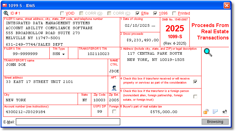 Account_Ability's tweet photo. 1099-S Software for 2025 to Create, Print, and E-File IRS Form 1099-S. Data is entered onto windows that resemble the actual forms. Imports transferor information from spreadsheets &amp; delimited text files. https://t.co/iftqVt72eh #ACCOUNTABILITY #1099SSoftware https://t.co/D0xFhjqEK6