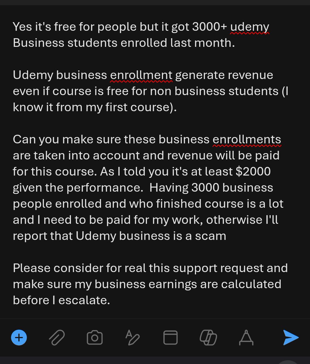 Many back and forth with <a href="/udemy/">Udemy</a> support and still being gaslighted.

They are taking me for an idiot by responding things I already know and that don't solve my problem (that they owe me money by making my course accessible to companies). 

Never take people for idiots