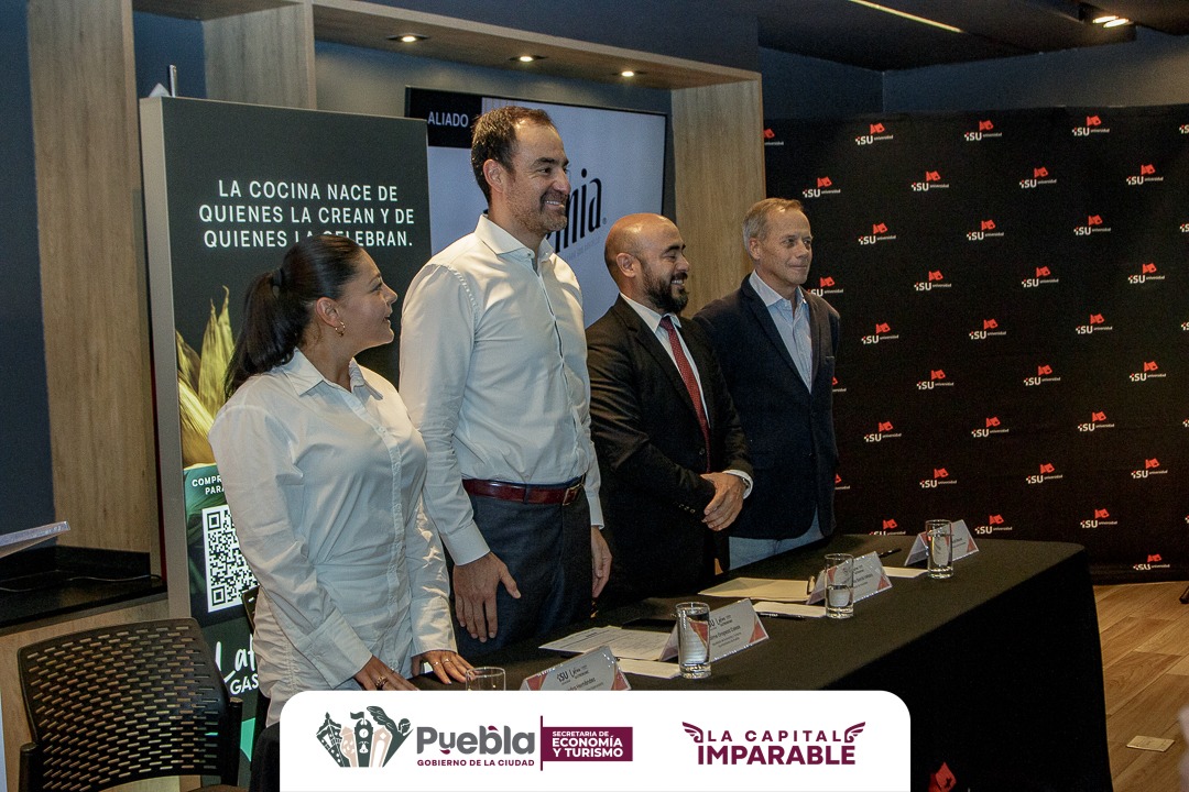 DesaEcoPue's tweet photo. El secretario @JaimeOropeza anunció la suma de @ISU_Universidad al primer Congreso Gastronómico, Latino Gastronomic, que llegará a Puebla del 4 al 7 de septiembre próximos, para exponer la riqueza culinaria de la ciudad y el estado de Puebla a nivel internacional.

#VisitaPuebla https://t.co/x3g9tyPIsp