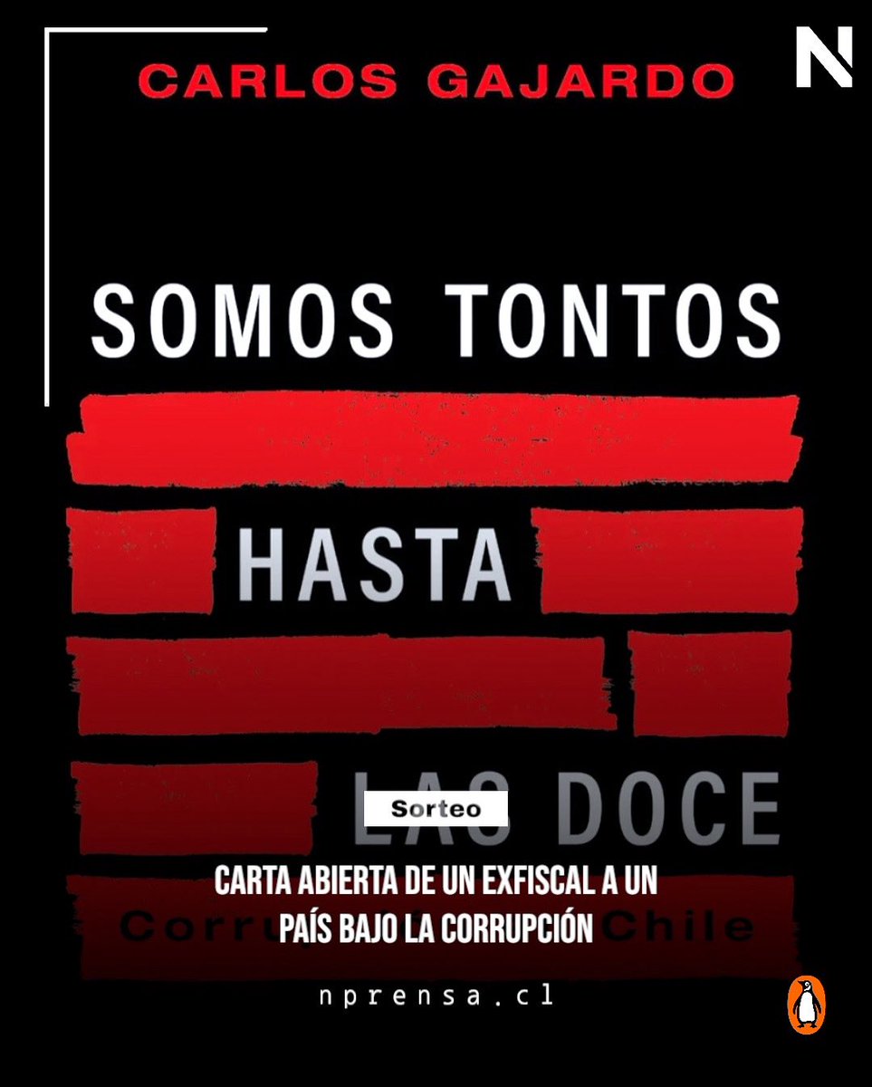 ⚡️ [SORTEO] ¿Quieres ganar un ejemplar de “Somos tontos hasta las doce” de <a href="/cgajardop/">Carlos Gajardo Pinto</a>? Es muy fácil: 

☝🏼 Sigue a <a href="/penguinlibroscl/">Penguin Chile</a> a <a href="/N_PrensaCL/">N Prensa</a> y dale retweet a esta publicación. 

El ganador/a se anunciará el próximo 15 de agosto. (🤫 En Instagram también hay un sorteo)