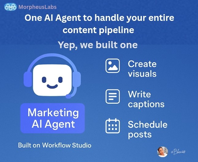 Bben681's tweet image. Content creation doesn’t have to drain your time or your sanity.

Meet @morpheuslab_io’s Marketing AI Agent, your all-in-one hub to plan, create &amp;amp; post content at scale… without the chaos. 

Here’s why marketers are switching.🧵⬇️

#MarketingAI #ContentAutomation #WorkflowStudio
