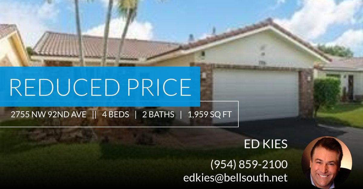 EdTheEncourager's tweet photo. 📍 Reduced Price 📍 This recently reduced home at 2755 Nw 92nd Ave in Coral Springs won't last long, so, don't wait to set up a showing! Reach out here or at (954) 859-2100 for more information! https://t.co/qLd44PA1gi https://t.co/u0medeMbAa