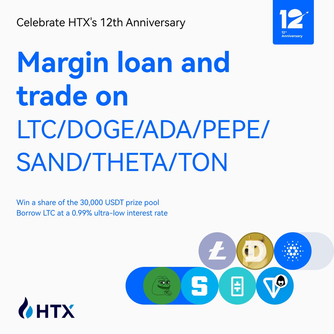 HTX_Global's tweet image. 🥳Celebrate HTX's 12th Anniversary!

🔹Trade LTC/DOGE/ADA/PEPE/SAND/THETA/TON to Win a share of 30,000 USDT!
🔹Borrow $LTC at a 0.99% ultra-low interest rate

GO:htx.com.de/en-us/support/…

#HTXTurnsTwelve