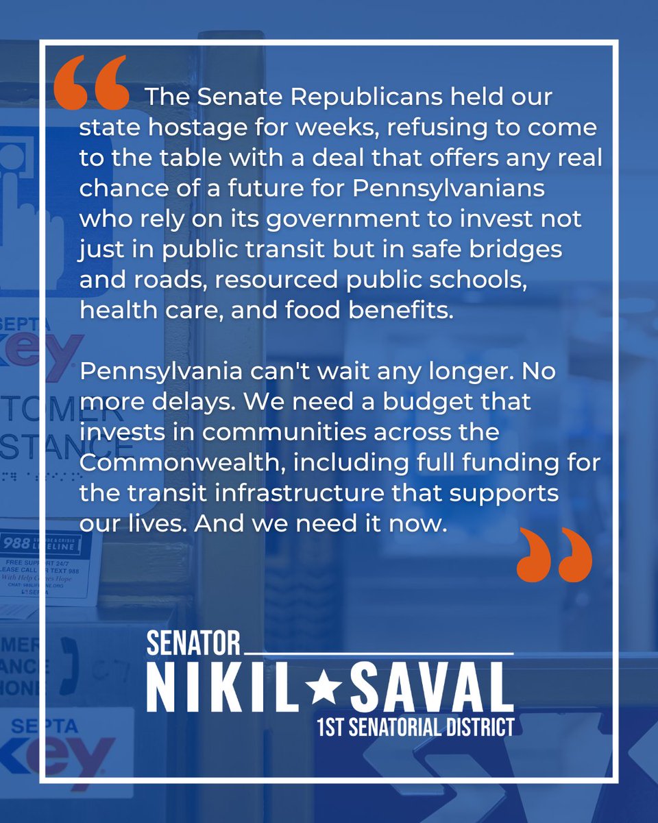 My statement on today’s shameful Senate vote. What our Commonwealth needs from its legislators is leadership, for those of us who have the honor of sitting on the Senate Floor to do our jobs and pass a budget that invests in Pennsylvania’s people and communities.