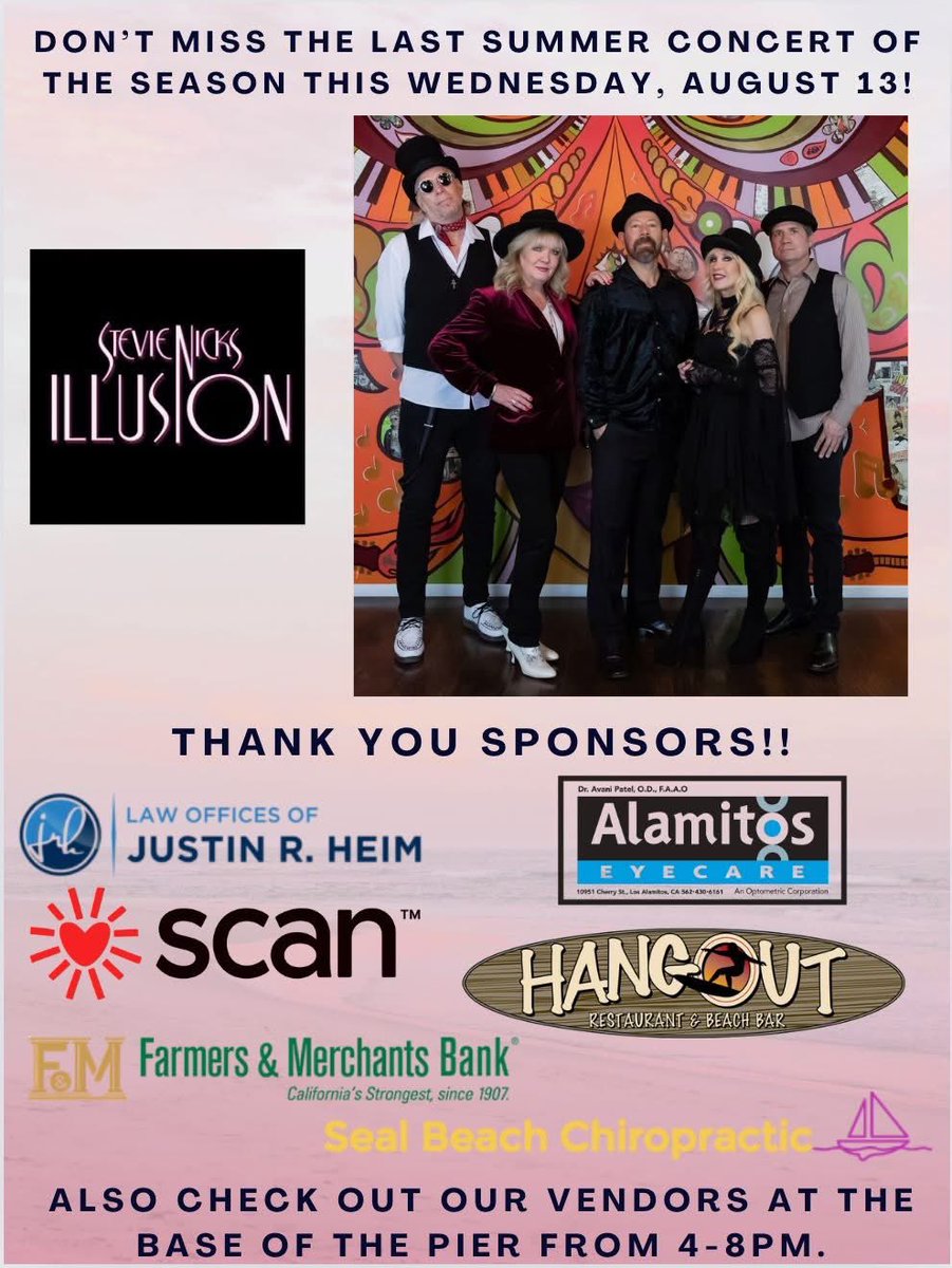 Final concert in the park is here!! See y’all there!! 6-8pm Wednesday!! #stevienickstribute