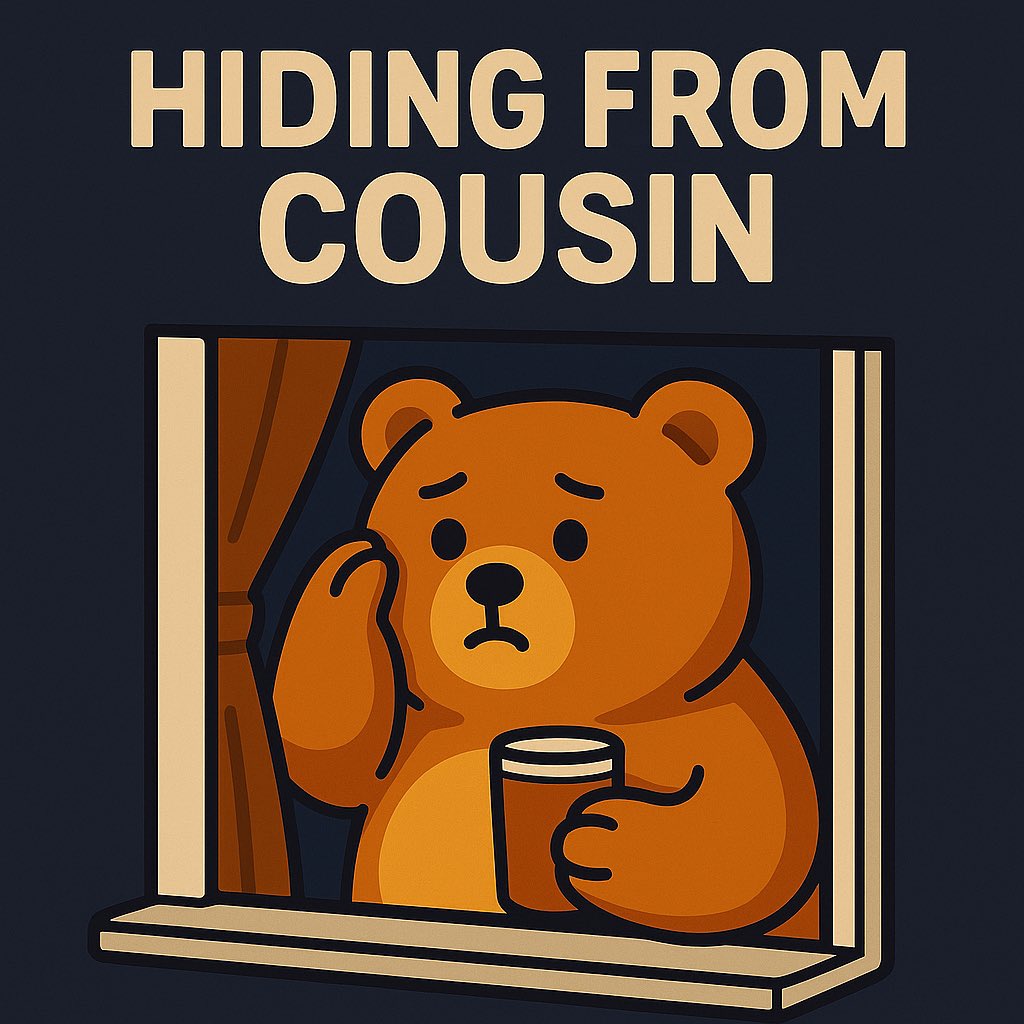 many have asked why i’m so scared of cousin…
he’s a criminal! the former king of crypto.
i’m just little fatbear, living my diary life.

now he’s “getting out” and “cooking something up.”
and i know he’ll want to drag me into it.
this is how bad decisions start. 👀

—fatbear