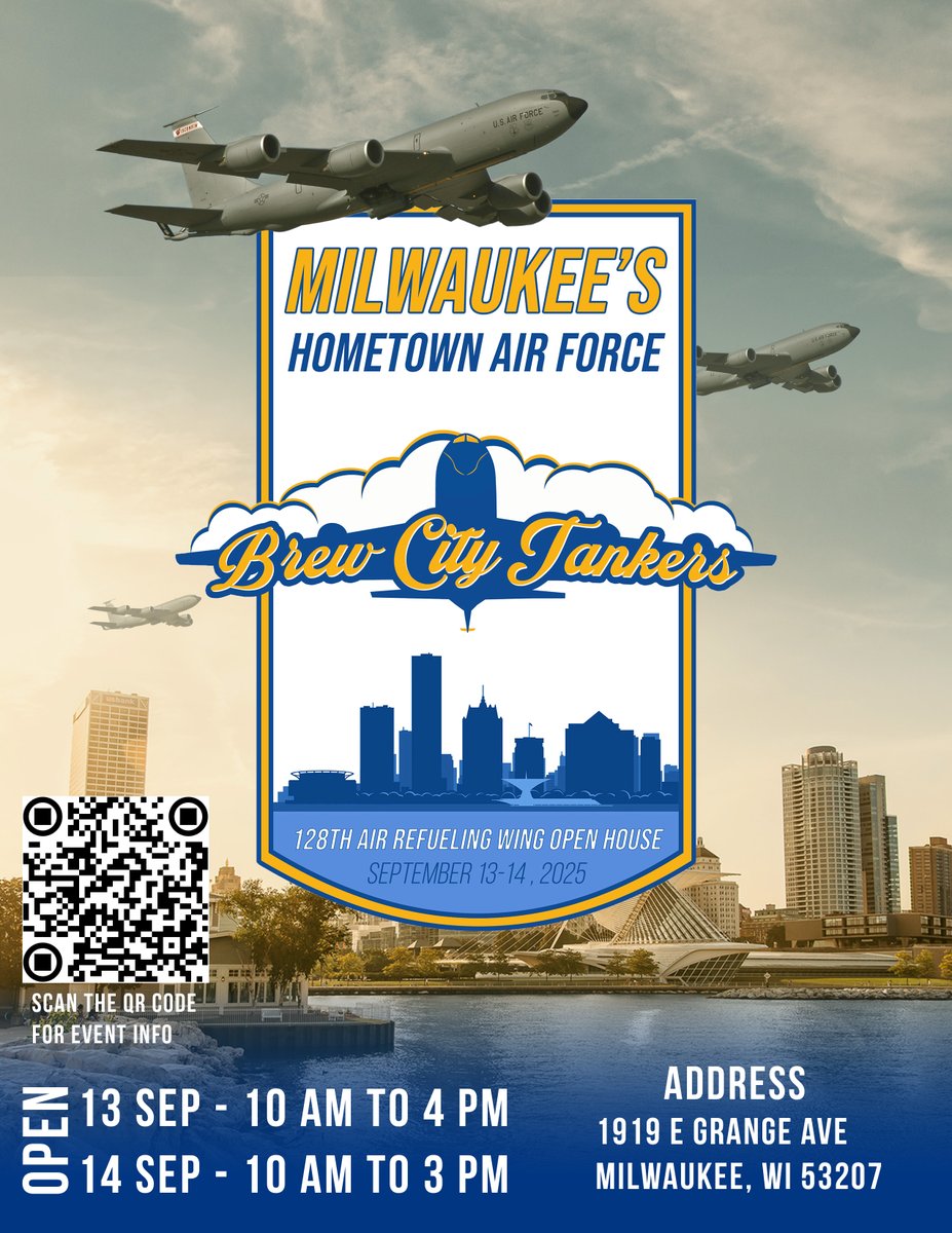 The 128th Air Refueling Wing will host a two-day open house September 13 and 14, 2025, at General Mitchell Air National Guard Base, located on the east side of international airport at Pennsylvania and Grange. The last open house was in 2012, so be sure to take advantage of this