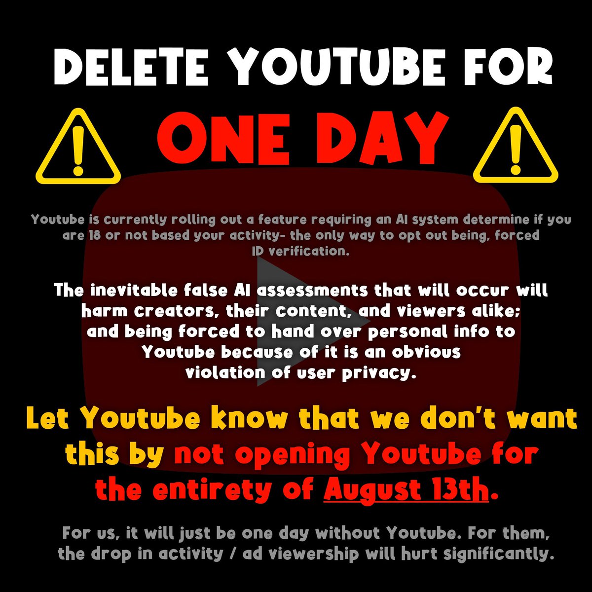 Nayko_WRLD's tweet photo. The og tweet won’t show up for me but like he said retweet share
 also do this starting tmr cuz we boycotting YouTube https://t.co/EJrwObFJ8I