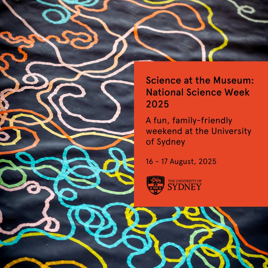 Sydney Science (@sydney_science) on Twitter photo Celebrate #ScienceWeek2025 with family-friendly science activities, talks & panels hosted by <a href="/SydMathInst/">SydMathInst</a>, <a href="/Sydney_Science/">Sydney Science</a> & <a href="/ccwm_sydney/">Chau Chak Wing Museum</a> ⚛️
Find out more: go.sydney.edu.au/i2vDkq Celebrate #ScienceWeek2025 with family-friendly science activities, talks & panels hosted by <a href="/SydMathInst/">SydMathInst</a>, <a href="/Sydney_Science/">Sydney Science</a> & <a href="/ccwm_sydney/">Chau Chak Wing Museum</a> ⚛️
Find out more: go.sydney.edu.au/i2vDkq