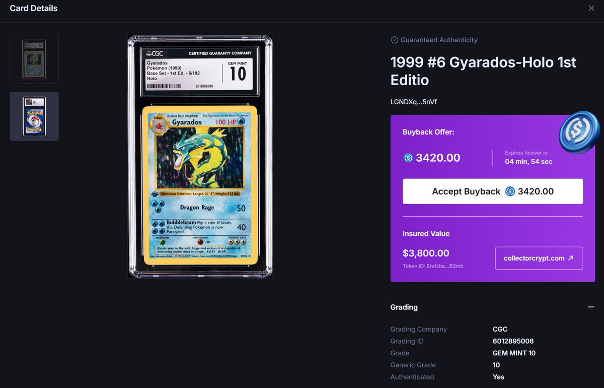 gacha.collectorcrypt.com/r/stevo

<a href="/Collector_Crypt/">Collector Crypt</a> is not your regular gacha. 90% buyback on GRAILS on the Legendary machine open now!! Thanks CC for the 🔥 This is the 🔥🔥🔥🔥 you can spin!! Legendary!! #Pokemon #TCG