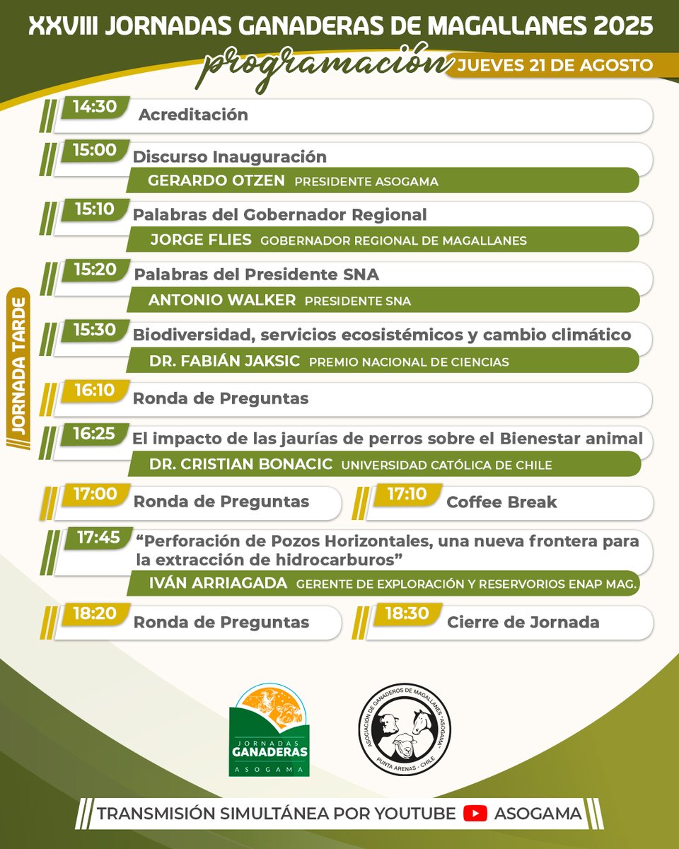 asogamachile's tweet photo. Les compartimos nuestra programación de las XVIII de las Jornadas Ganaderas 2025 Recuerda suscribirte a nuestro YouTube 👇 https://t.co/iXQZRaey3h así poder ser parte de cada una de las charlas desde cualquier lugar!!! https://t.co/WCtuQsxHaw