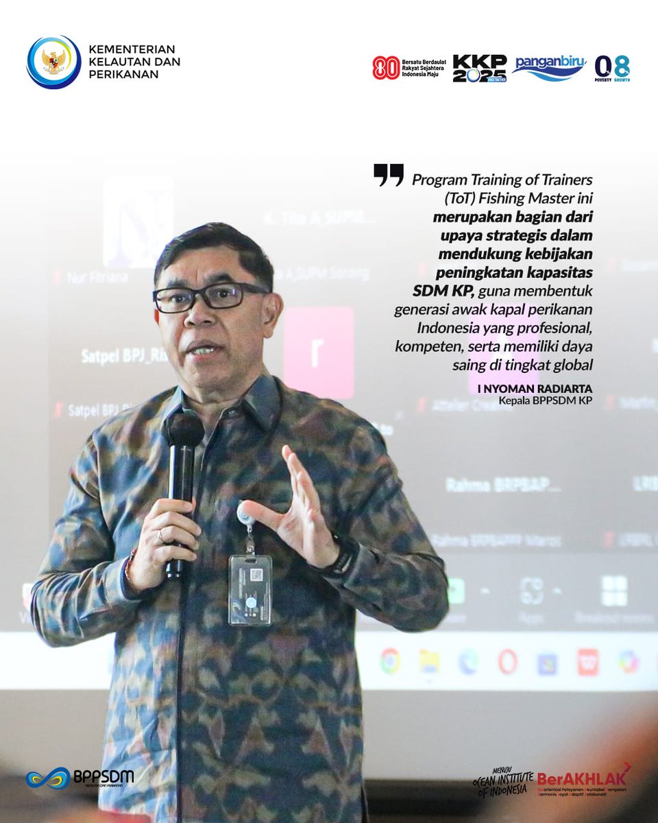 BPPSDM - KP POLTEK KP PANGANDARAN (@kp_pangandaran) on Twitter photo Kepala #BPPSDMKP <a href="/in_radiarta/">INRadiarta</a> tegaskan bhw program ToT Fishing Master ini mrpkn bagian dari upaya strategis dlm dukung kebijakan peningkatan kapasitas #SDMKP, guna membentuk generasi awak kapal perikanan Indonesia yg profesional, kompeten & memiliki daya saing di tingkat global Kepala #BPPSDMKP <a href="/in_radiarta/">INRadiarta</a> tegaskan bhw program ToT Fishing Master ini mrpkn bagian dari upaya strategis dlm dukung kebijakan peningkatan kapasitas #SDMKP, guna membentuk generasi awak kapal perikanan Indonesia yg profesional, kompeten & memiliki daya saing di tingkat global