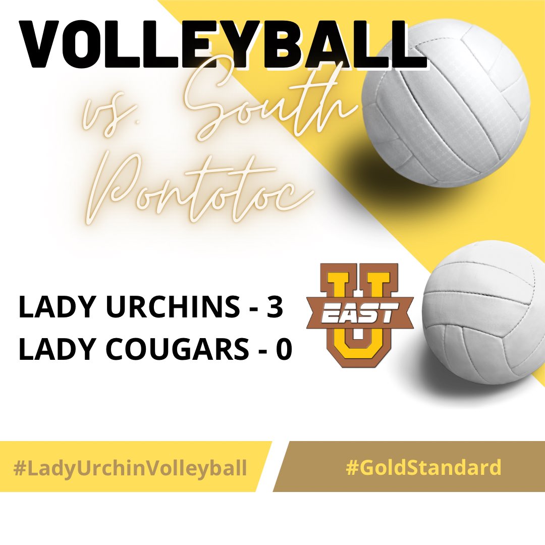 The Lady Urchins pick up another W tonight in three sets against South Pontotoc. The Ladies are back in action Thursday in Mantachie  beginning at 4 PM with the first of two junior high games. JV follows at 6; varsity will play at 7. #LadyUrchinVolleyball #GoldStandard