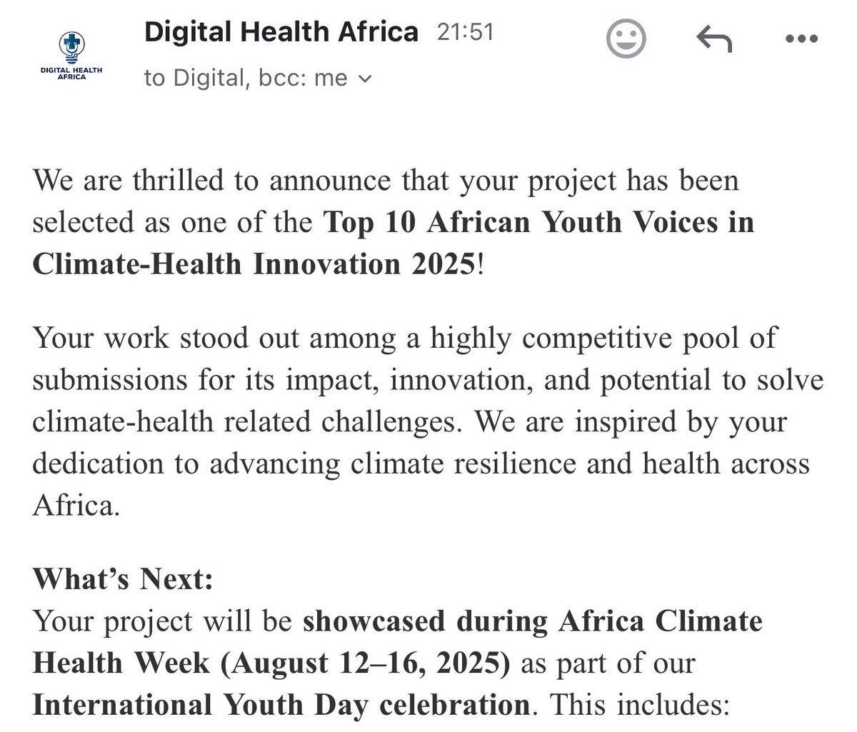 You guys!!!

I’m thrilled 💃🏾 to announce that our HPV chatbot project has been selected as one of the Top 10 African youth innovations in climate-health ☺️

Saw this in my mail yesterday and wow!!! So much to say but today… will say 👇🏾

Dear Pharmacists,

Your dreams are valid!