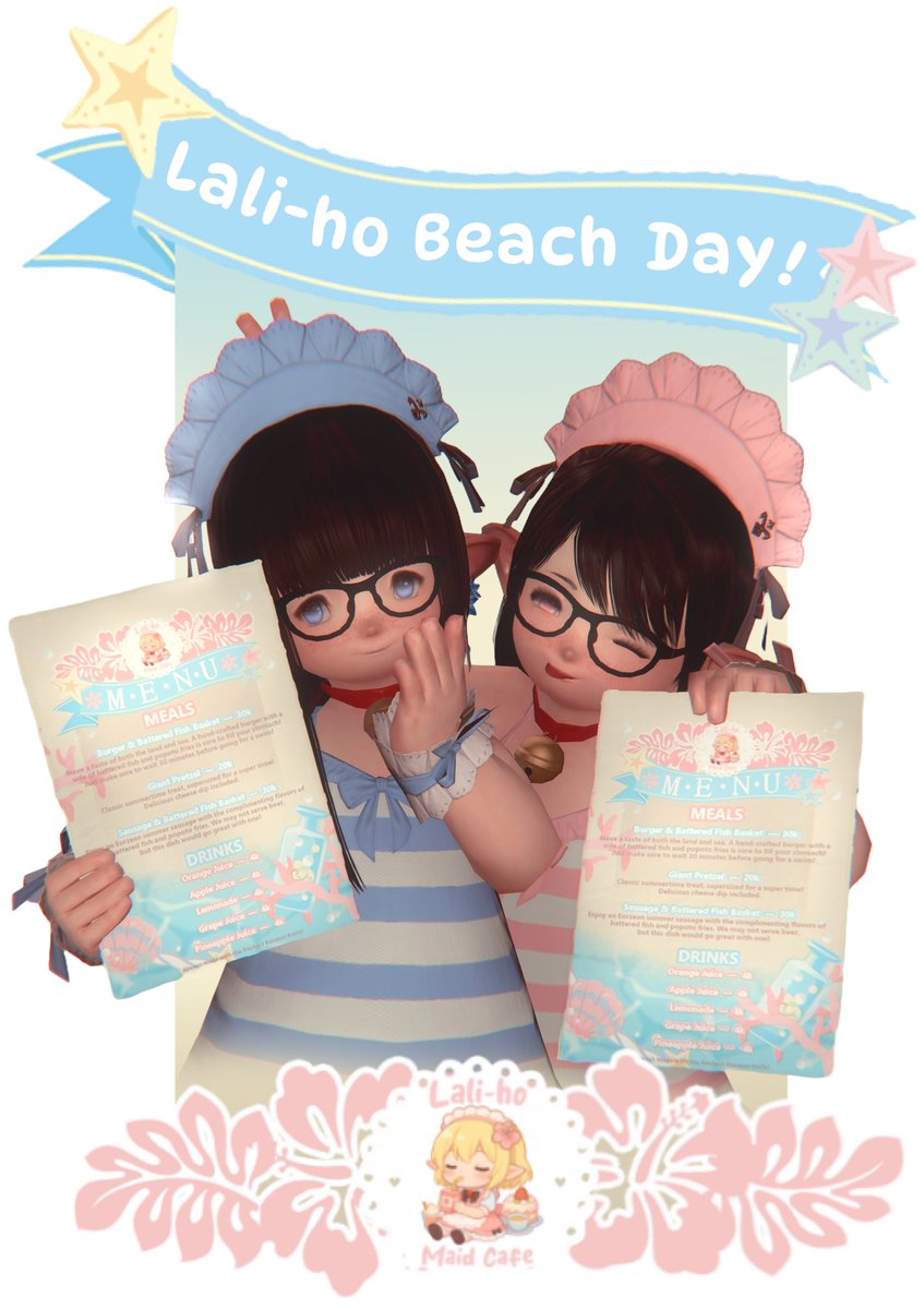 👙Lali-ho Special Beach Day~!☀️Yes~yes~!!🏝️This week we’ll be @ Crystal • Coeurl • Shiro Ward 1 Docks in our bathing suits🐚See you there, Master~!

💒 Crystal • Coeurl • Shiro Ward 1 Docks
💒 6-9pm EST every Saturday

💌 lali-ho.carrd.co
💌 discord.gg/lali-ho