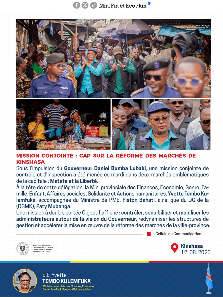 #MISSION CONJOINTE : CAP SUR LA RÉFORME DES MARCHÉS DE #KINSHASA | 12. 08. 2025 #PME