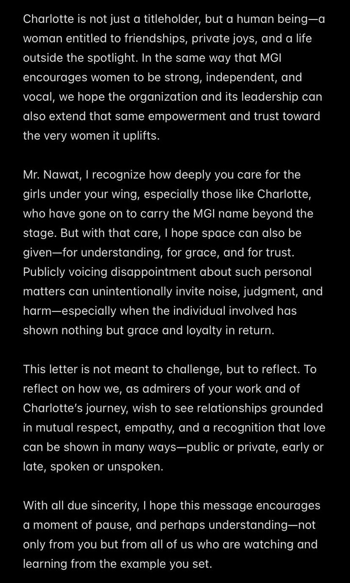 𝕔𝕝. (@mcclarus) on Twitter photo An Open Letter to Mr. Nawat Itsaragrisil, Founder of Miss Grand International.
With utmost respect and kind regards,
<a href="/itscharlotty/">Charlotte Austin</a> ‘s fan 🌻🤍
#ชาล็อตออสติน #CharlotteAustin
<a href="/MGIBeyond/">𝗠𝗚𝗜 𝗕𝗲𝘆𝗼𝗻𝗱</a> <a href="/MissGrandTH/">Miss Grand Thailand (Official)</a> An Open Letter to Mr. Nawat Itsaragrisil, Founder of Miss Grand International.
With utmost respect and kind regards,
<a href="/itscharlotty/">Charlotte Austin</a> ‘s fan 🌻🤍
#ชาล็อตออสติน #CharlotteAustin
<a href="/MGIBeyond/">𝗠𝗚𝗜 𝗕𝗲𝘆𝗼𝗻𝗱</a> <a href="/MissGrandTH/">Miss Grand Thailand (Official)</a>