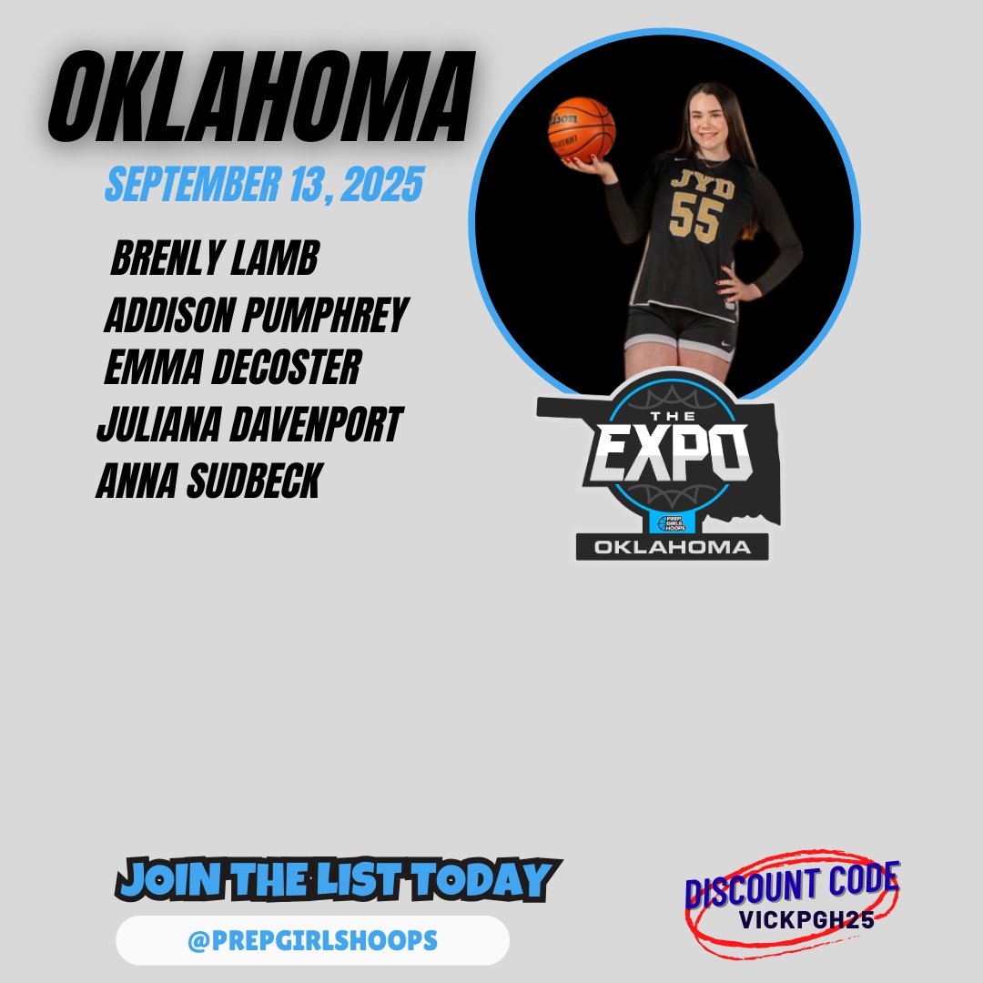 Coachjvick (new) (@coachjvick1) on Twitter photo Check out who has registered for upcoming <a href="/PrepGirlsHoops/">Prep Girls Hoops 🏀</a> Oklahoma Expo for classes 26-28. The list continues to grow every day.
Still time to register Discount Code vickpgh25 events.prepgirlshoops.com/e/1659/registe…
College Coaches register for free at events.prepgirlshoops.com/college-rsvp?w… Check out who has registered for upcoming <a href="/PrepGirlsHoops/">Prep Girls Hoops 🏀</a> Oklahoma Expo for classes 26-28. The list continues to grow every day.
Still time to register Discount Code vickpgh25 events.prepgirlshoops.com/e/1659/registe…
College Coaches register for free at events.prepgirlshoops.com/college-rsvp?w…