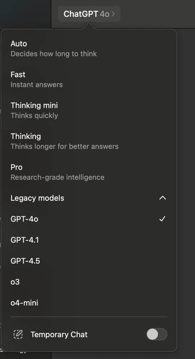 I'm so confused now - is the top part all "5"... the same "5" or a different way "5" works? if I pick then it doesn't auto select? and now I can still use the older models...? Just ran a test and it picked 4o on it's own... so now it can select from any model 5 or legacy?