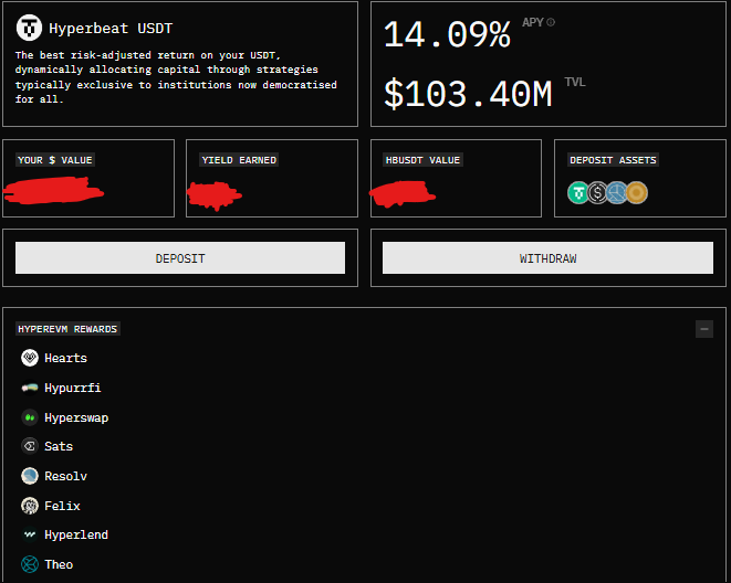 TheAirdropClub's tweet photo. If you have stables and you’re not moving them, you’re losing money 💸

On @HyperliquidX, there’s the Hyperbeat USDT Vault by @hyperbeat🚀
With over $100M TVL, it offers a 14.09% annual yield on your stables, and as a bonus, it gives you points across 8 different protocols to maximize future rewards 🎯

All this without having to build complex strategies or monitor the market all day 🕒
Simple: deposit, forget, and let your capital work for you.

#Hyperliquid $HYPE