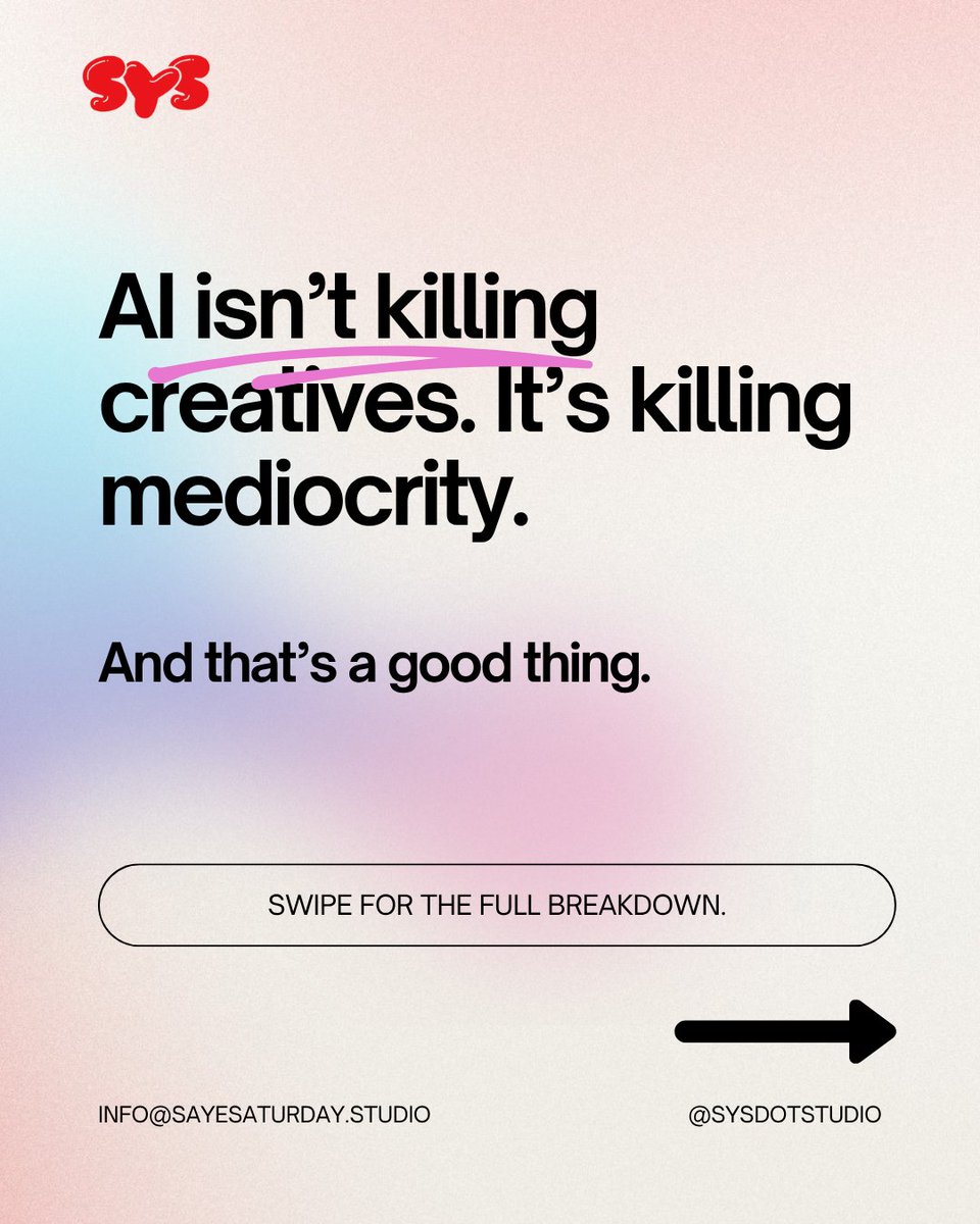 AI isn’t making creatives obsolete. It’s making mediocrity obsolete.

The new currency in the creative industry isn't speed; it's taste. The future belongs to the visionaries who know how to use AI as a tool to create something with soul, not as a replacement for it.