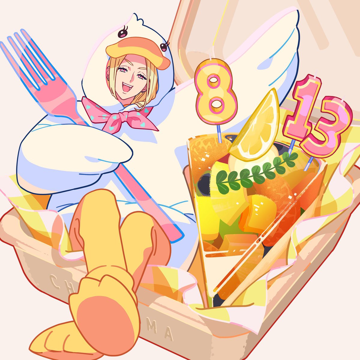 テラの誕生日イラストを描きました！今日はひときわ輝いてるね おめテラとう🪿💝✨