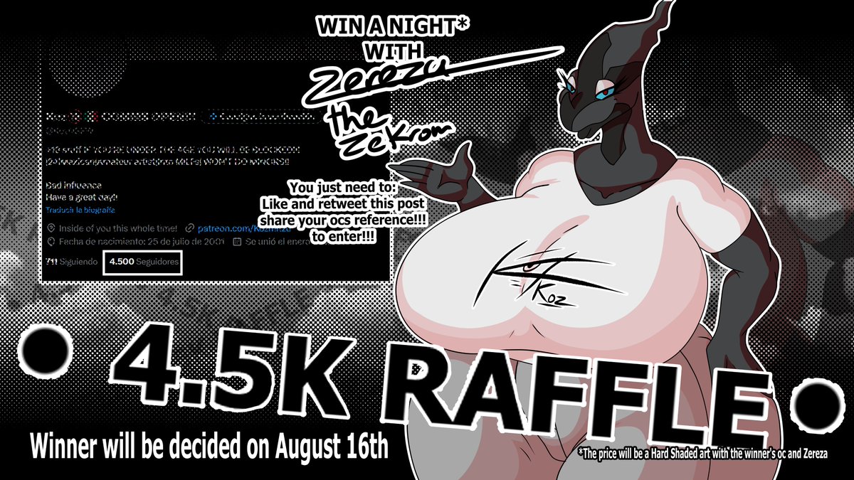 4.5 K RAFFLE!!!! 🖤🤍🖤🤍

WIN A PIC WITH ZEREZA!! ALL YOU HAVE TO DO IS:

🤍LIKE AND REPOST
🖤SHARE YOUR REF ON COMMENTS

ENTRIES CLOSES ON AUGUST 16TH!!

GOOD LUCK EVERYONE!! ^^