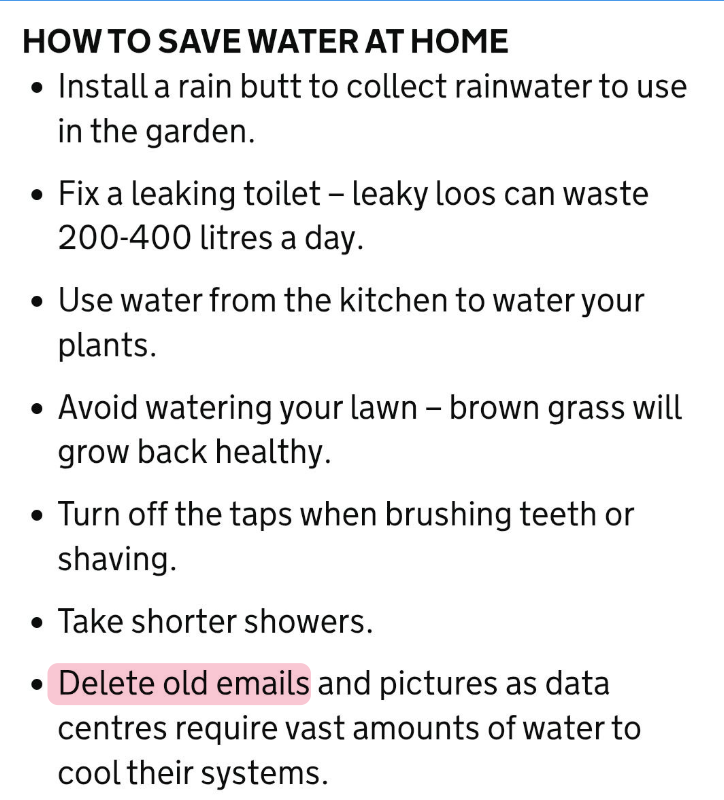 James Ivings (@jamesivings) on Twitter photo The UK govt is telling people to save water by deleting their old emails 🤦♂️
Maybe we can get them to push <a href="/LeaveMeAloneApp/">Leave Me Alone</a> 😂😂😂 The UK govt is telling people to save water by deleting their old emails 🤦♂️
Maybe we can get them to push <a href="/LeaveMeAloneApp/">Leave Me Alone</a> 😂😂😂